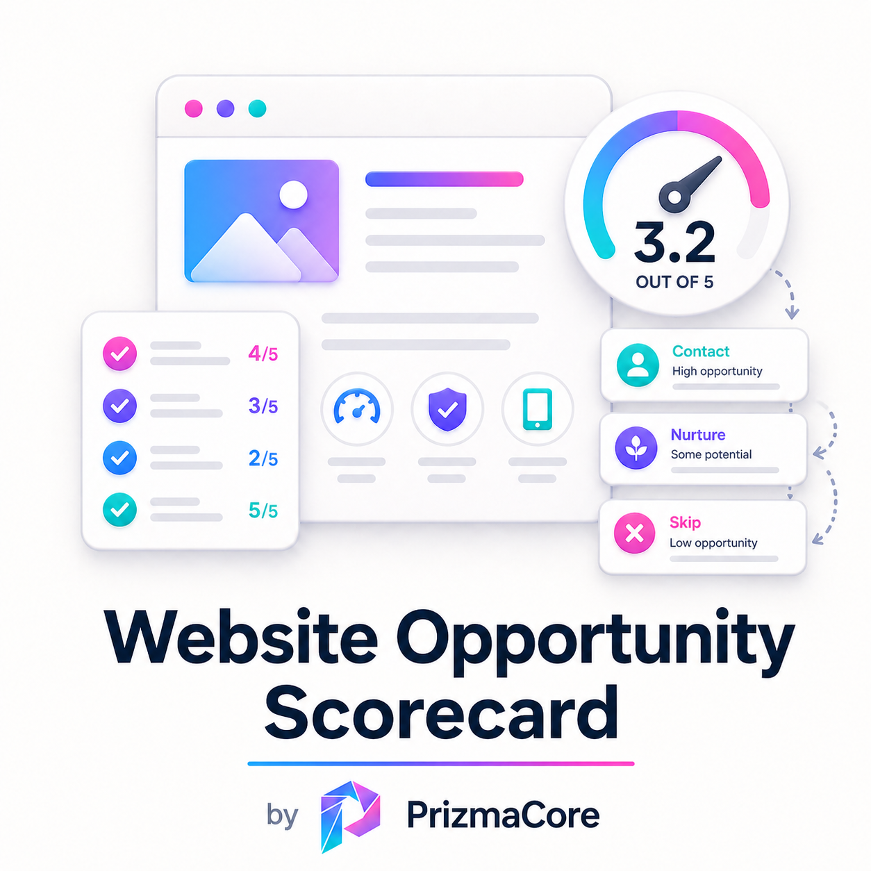 Website Opportunity Scorecard. Free Notion template by PrizmaCore.